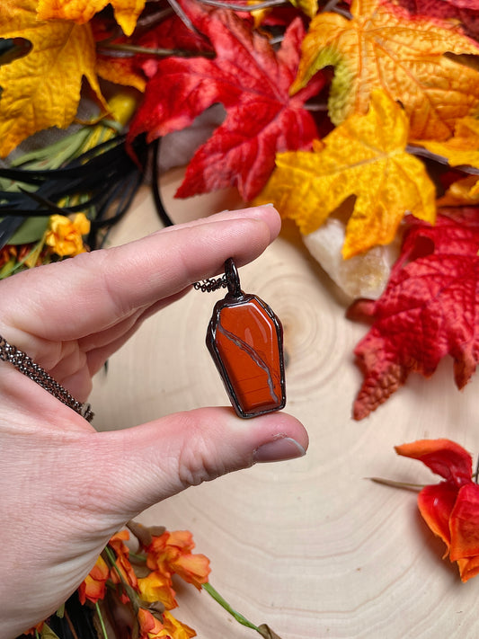 Red Jasper Coffin Necklace