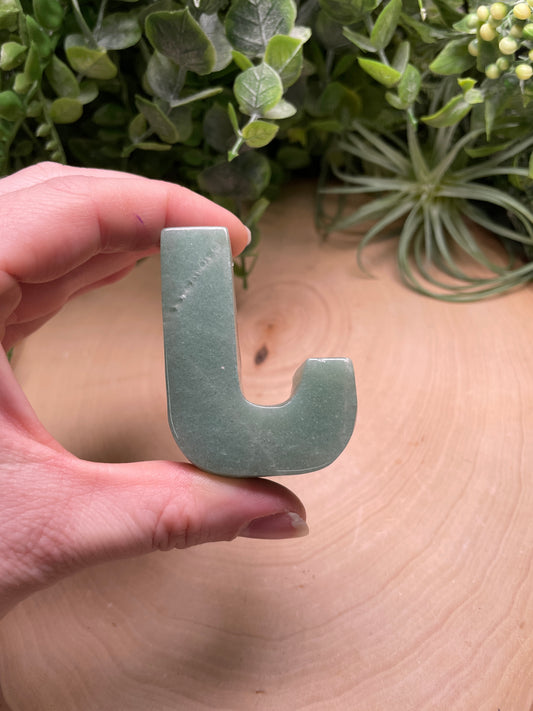 Green Aventurine Letter "J"