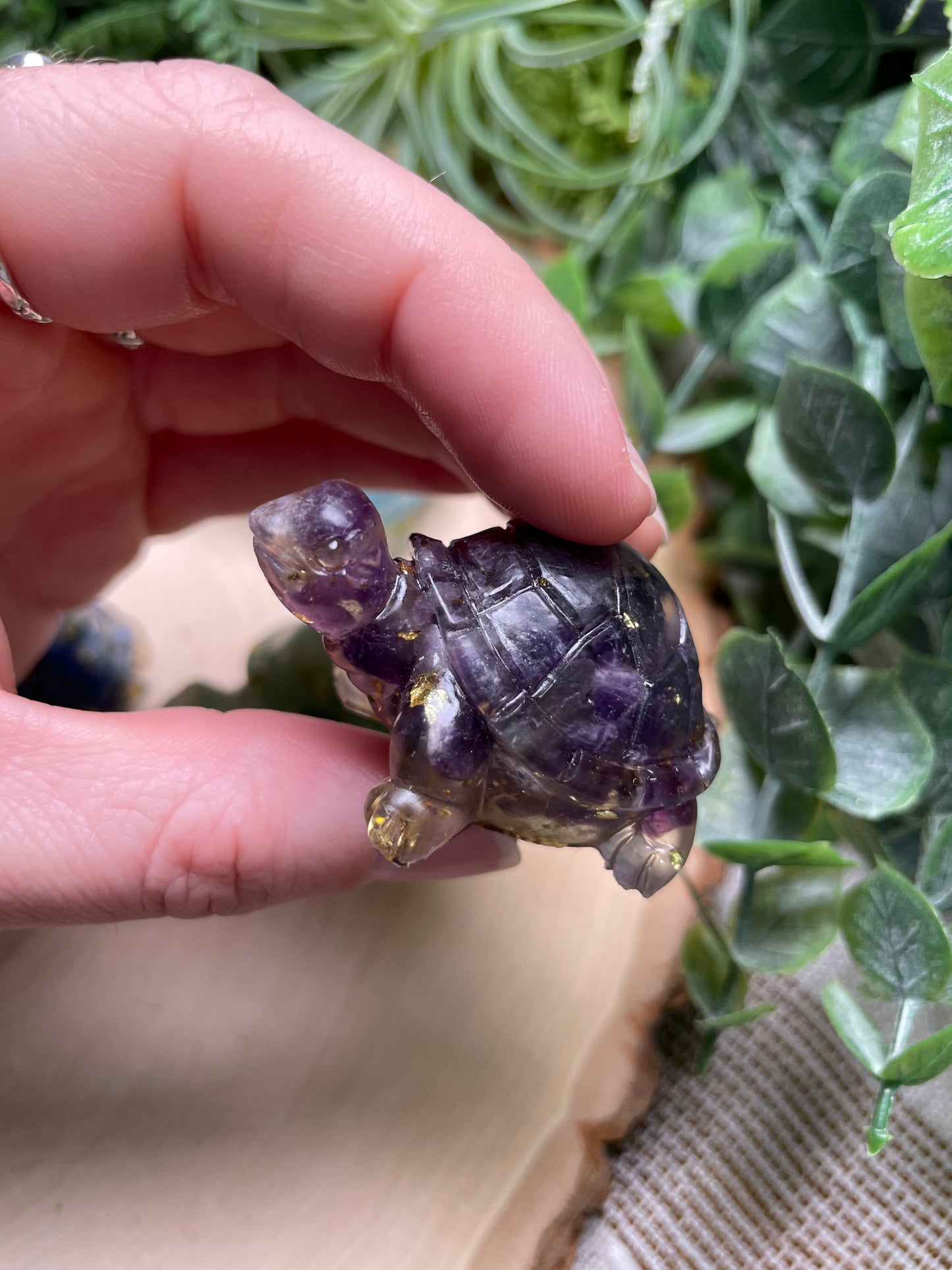 Resin Turtles with Crystal Chips