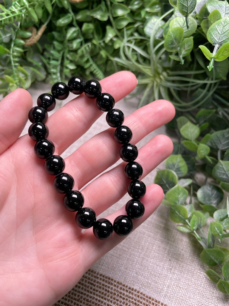 Black Tourmaline 10mm Beaded Bracelet