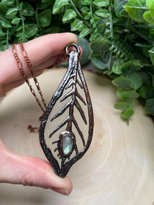 Leaf and Labradorite Necklace