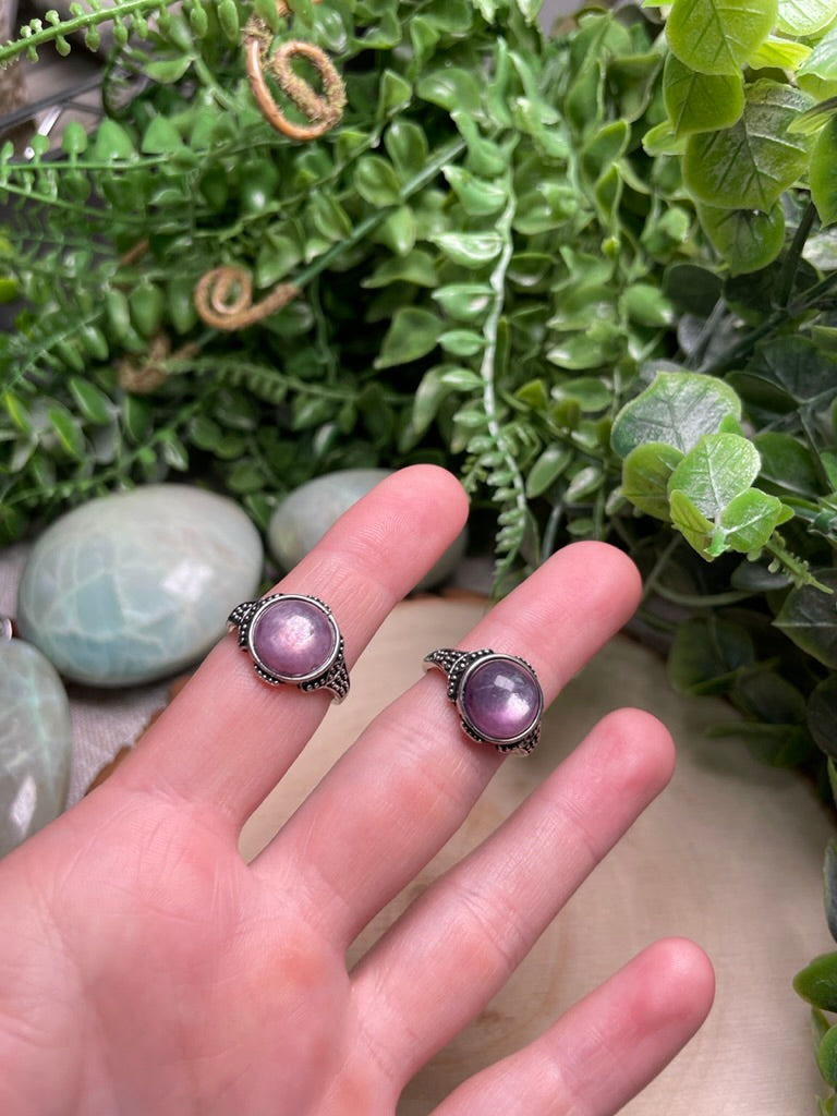 Gem Lepidolite Adjustable Ring