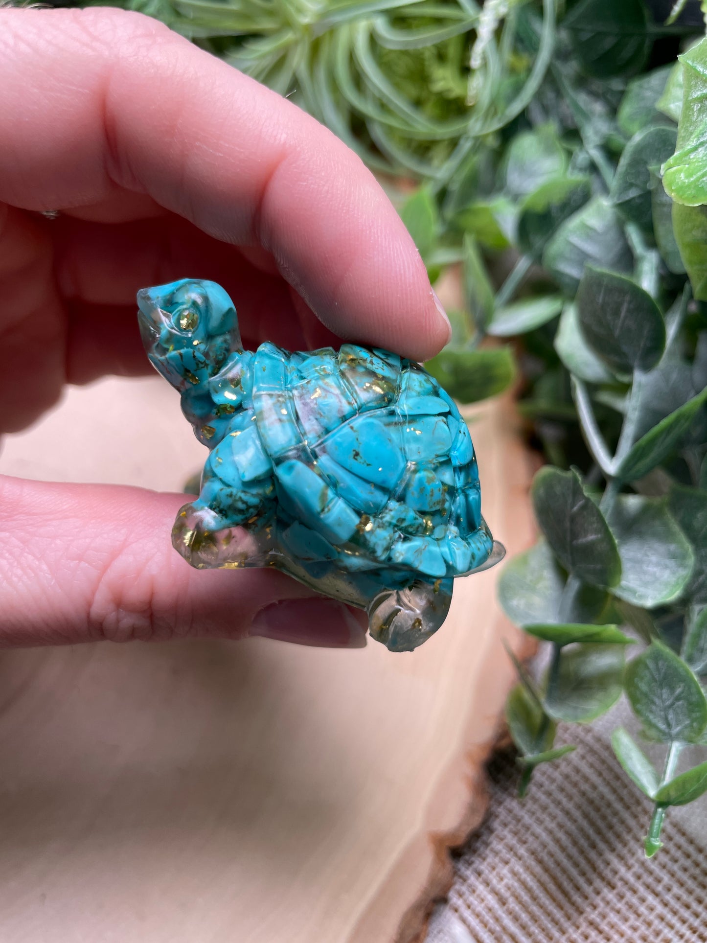 Resin Turtles with Crystal Chips