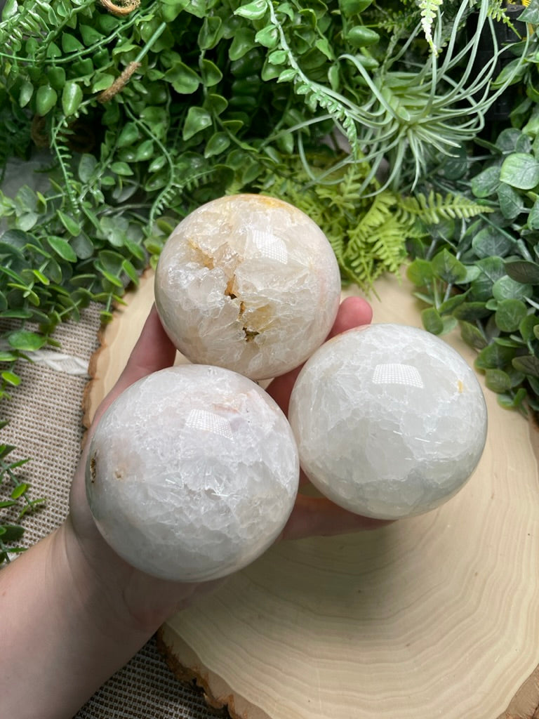 Quartz and Flower Agate Sphere