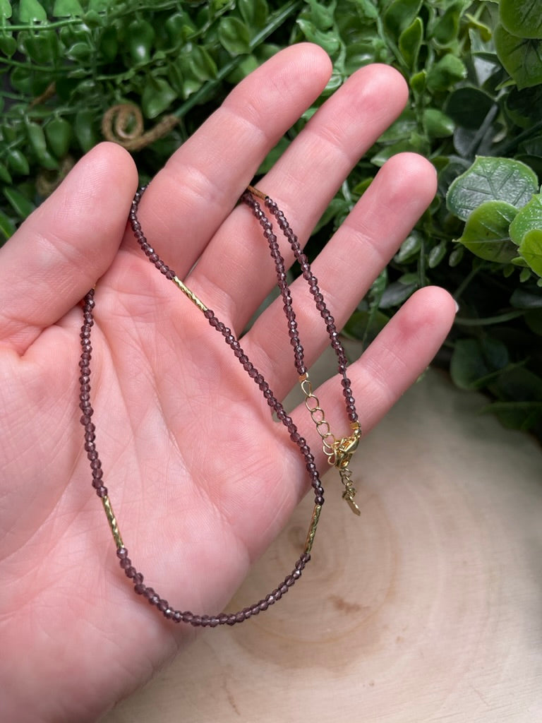 Purple Glass Crystal Choker Necklace