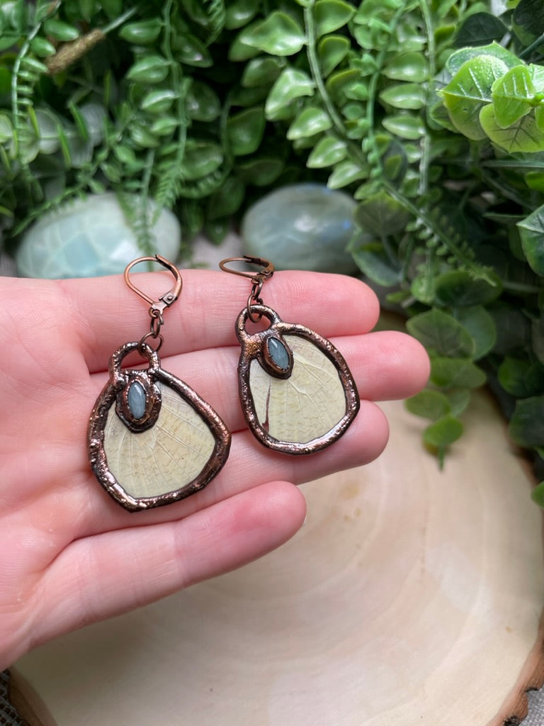 Butterfly Wing and Aquamarine Earrings