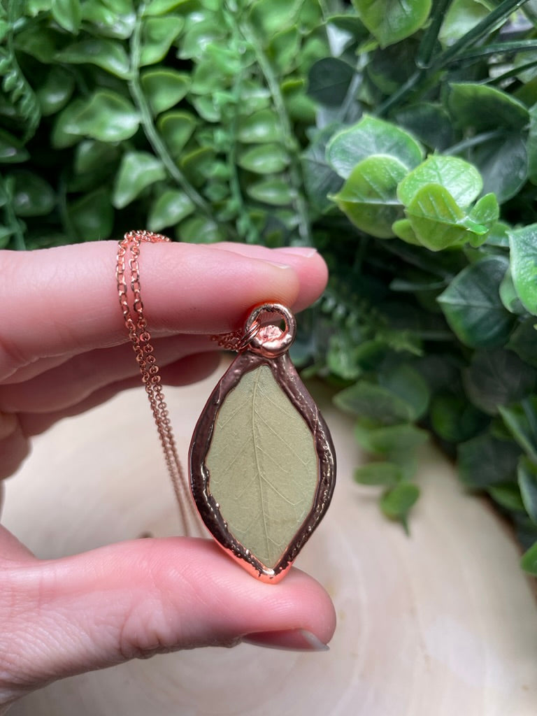 Leaf and Smoky Quartz Necklace