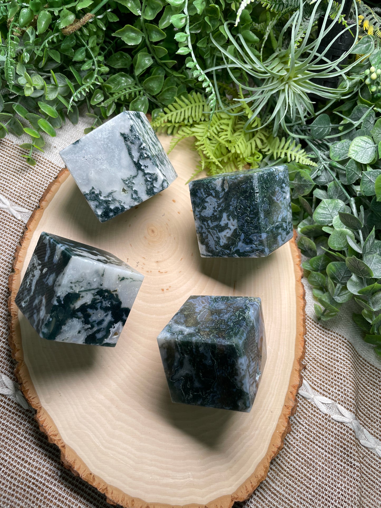 Moss Agate Cube