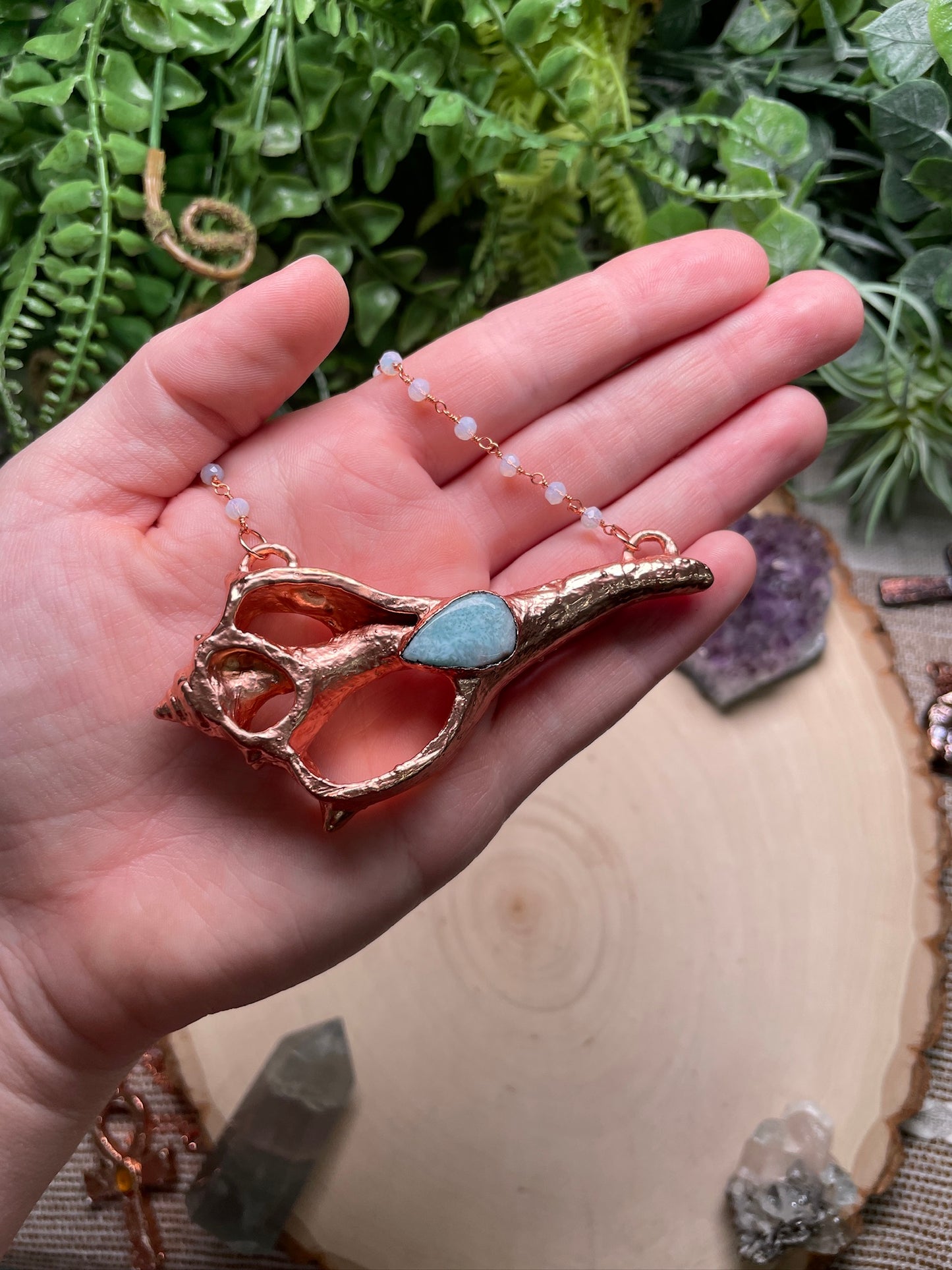 Larimar and Opalite Shell Necklace