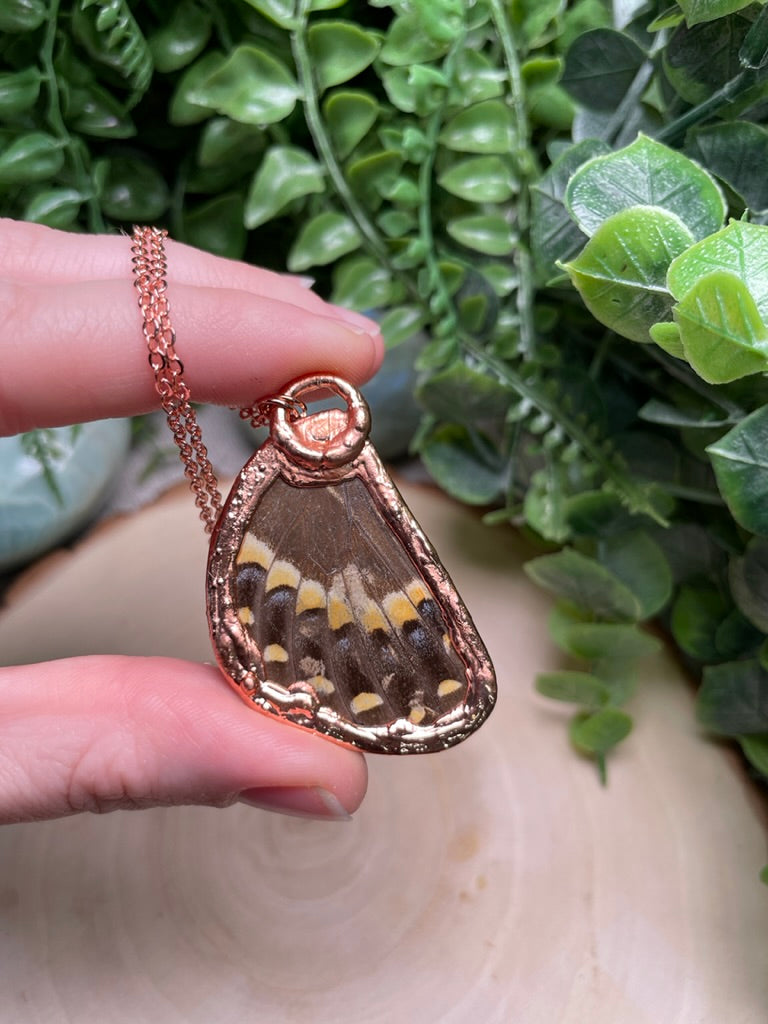 Butterfly Wing and Golden Rutile Quartz Necklace