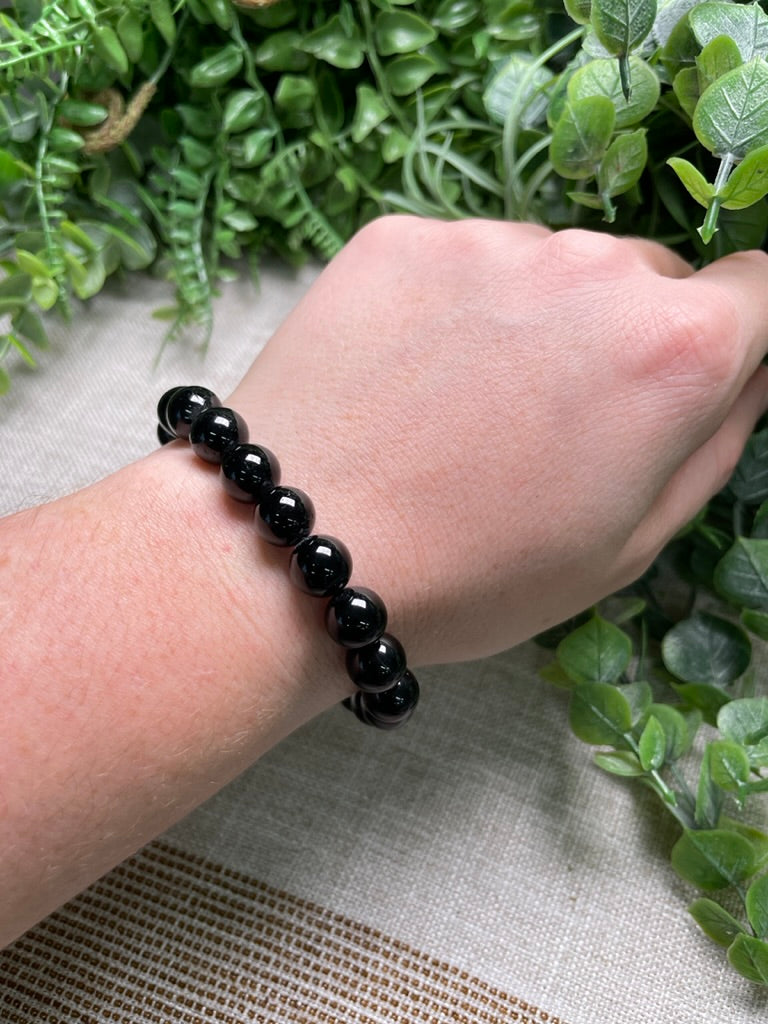 Black Tourmaline 10mm Beaded Bracelet