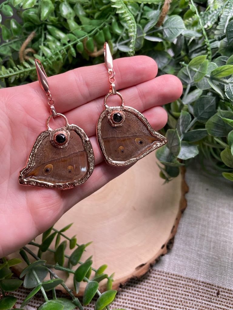 Black Rutile Quartz Butterfly Wing Earrings