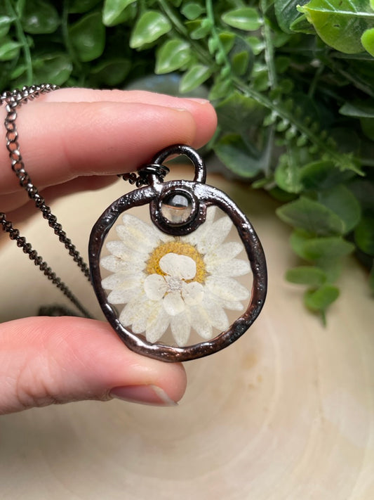 Daisy and Smoky Quartz Necklace