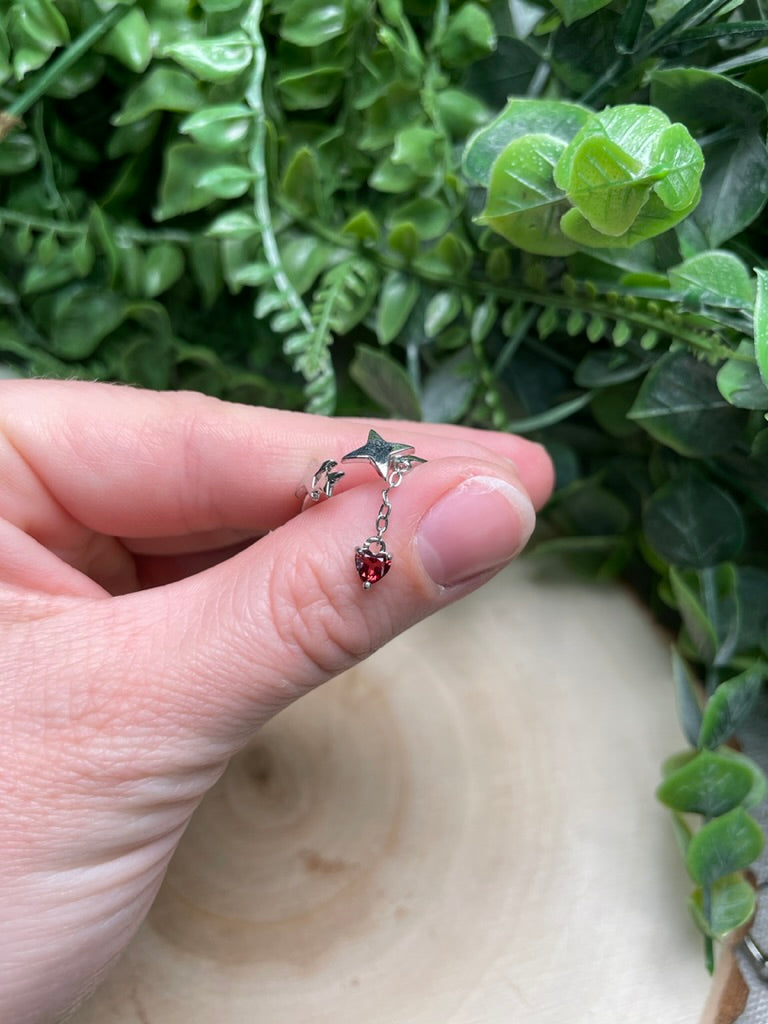 Garnet Dangle Adjustable Ring