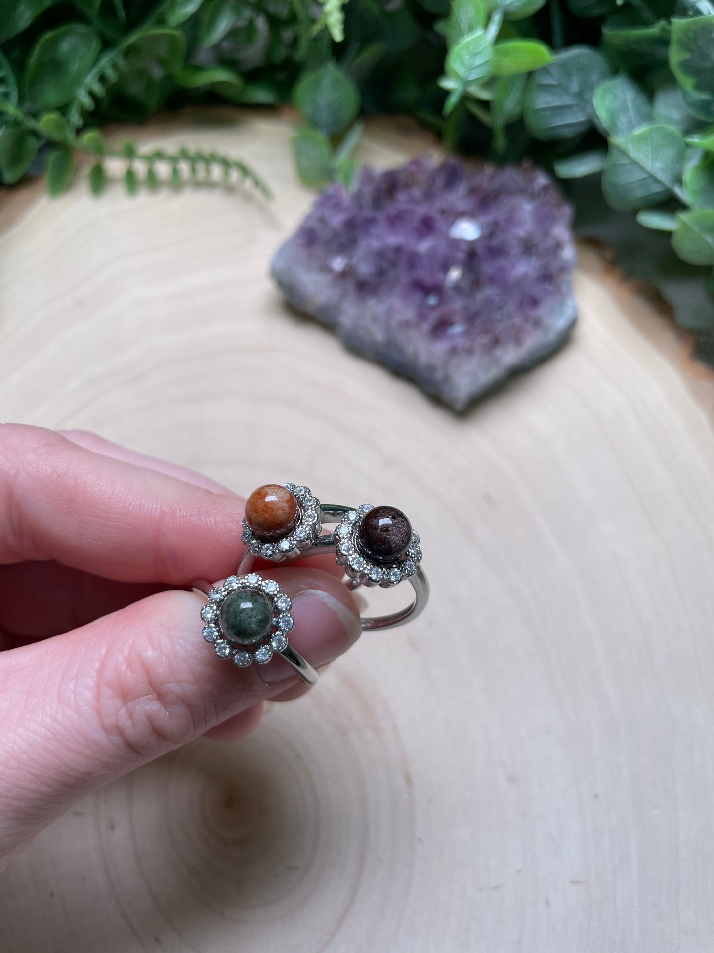 Garden Quartz Adjustable Ring