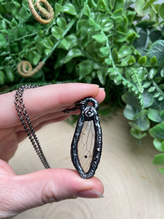 Hematite Cicada Wing Necklace