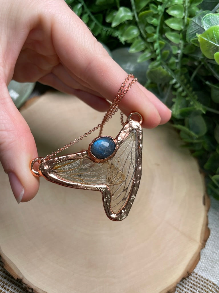 Labradorite Cicada Wing Necklace