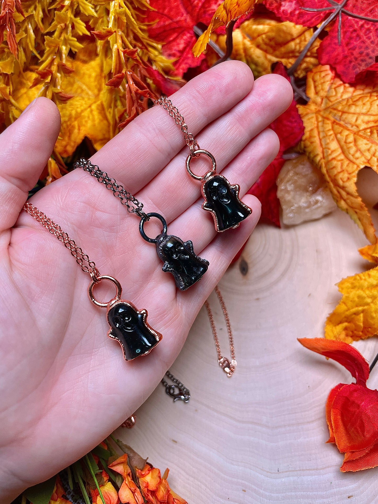 Silver Sheen Obsidian Ghost Necklace