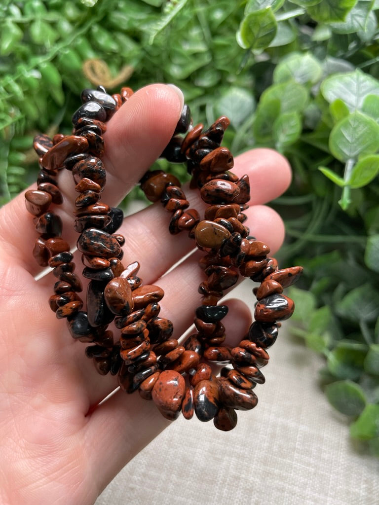 Red Obsidian Chip Bracelet