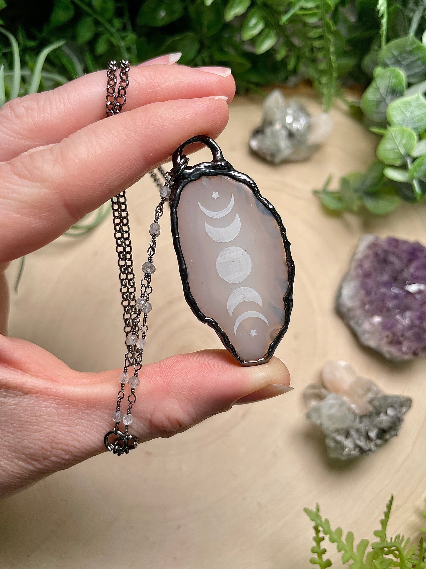 Agate Moon Phase Necklace