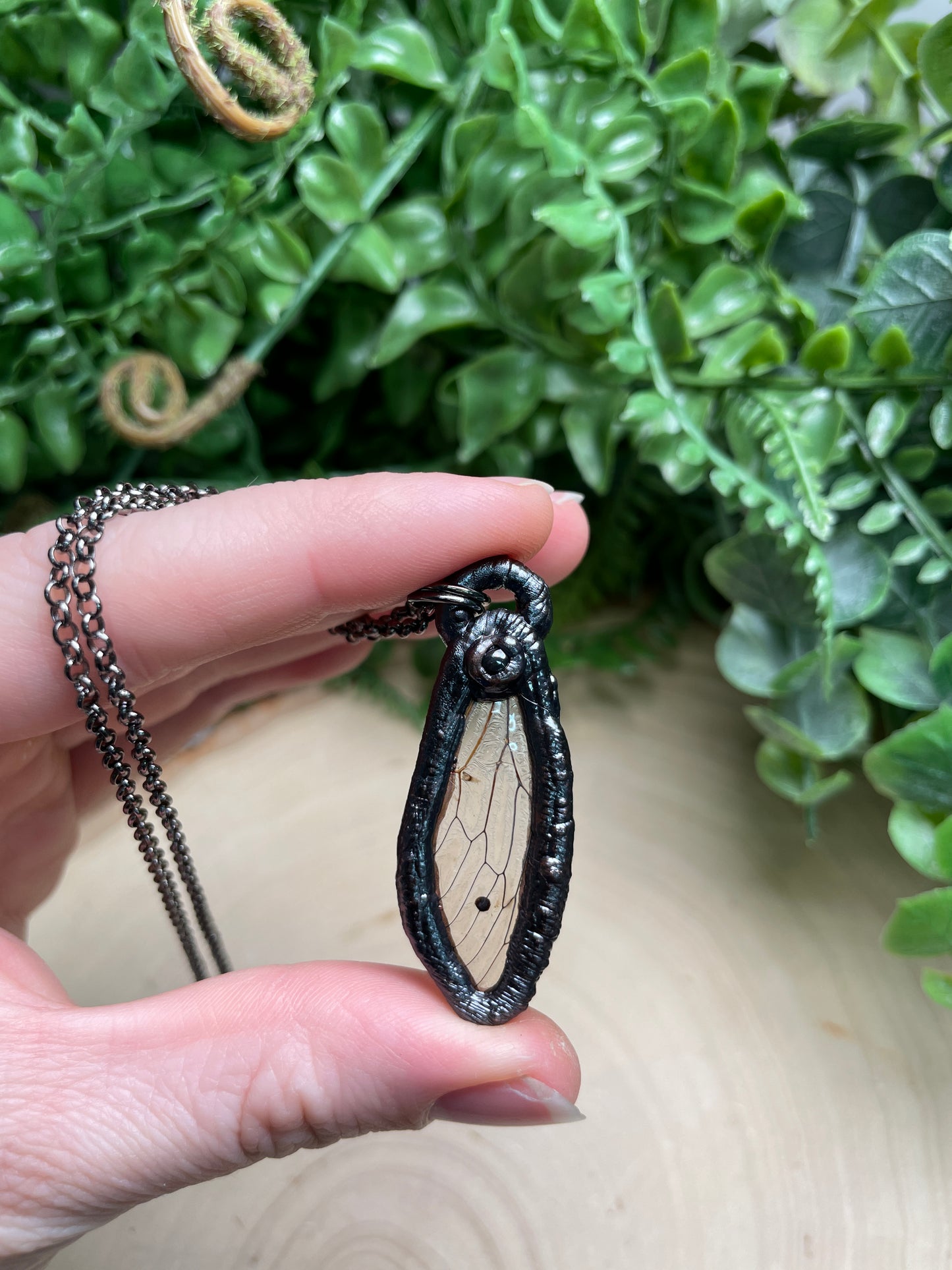 Hematite Cicada Wing Necklace