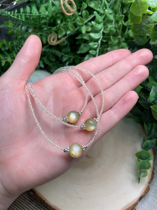 Clear Quartz and Golden Mica Choker Necklace