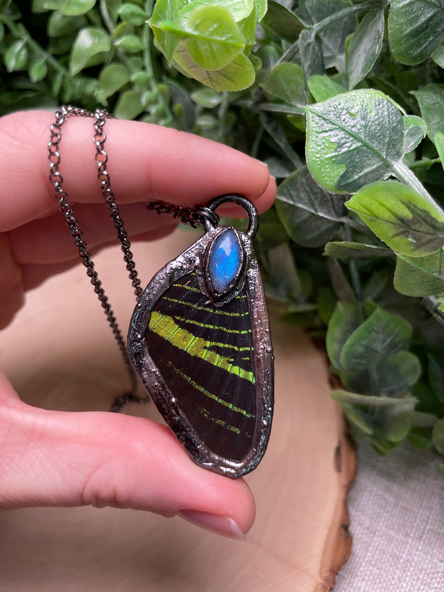 Labradorite Butterfly Wing Necklace