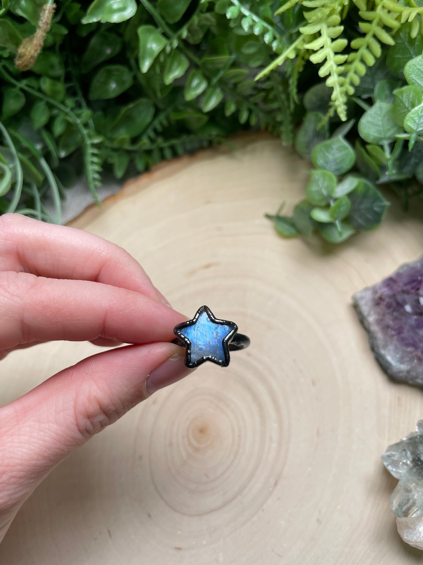 Moonstone Star Ring Size 8