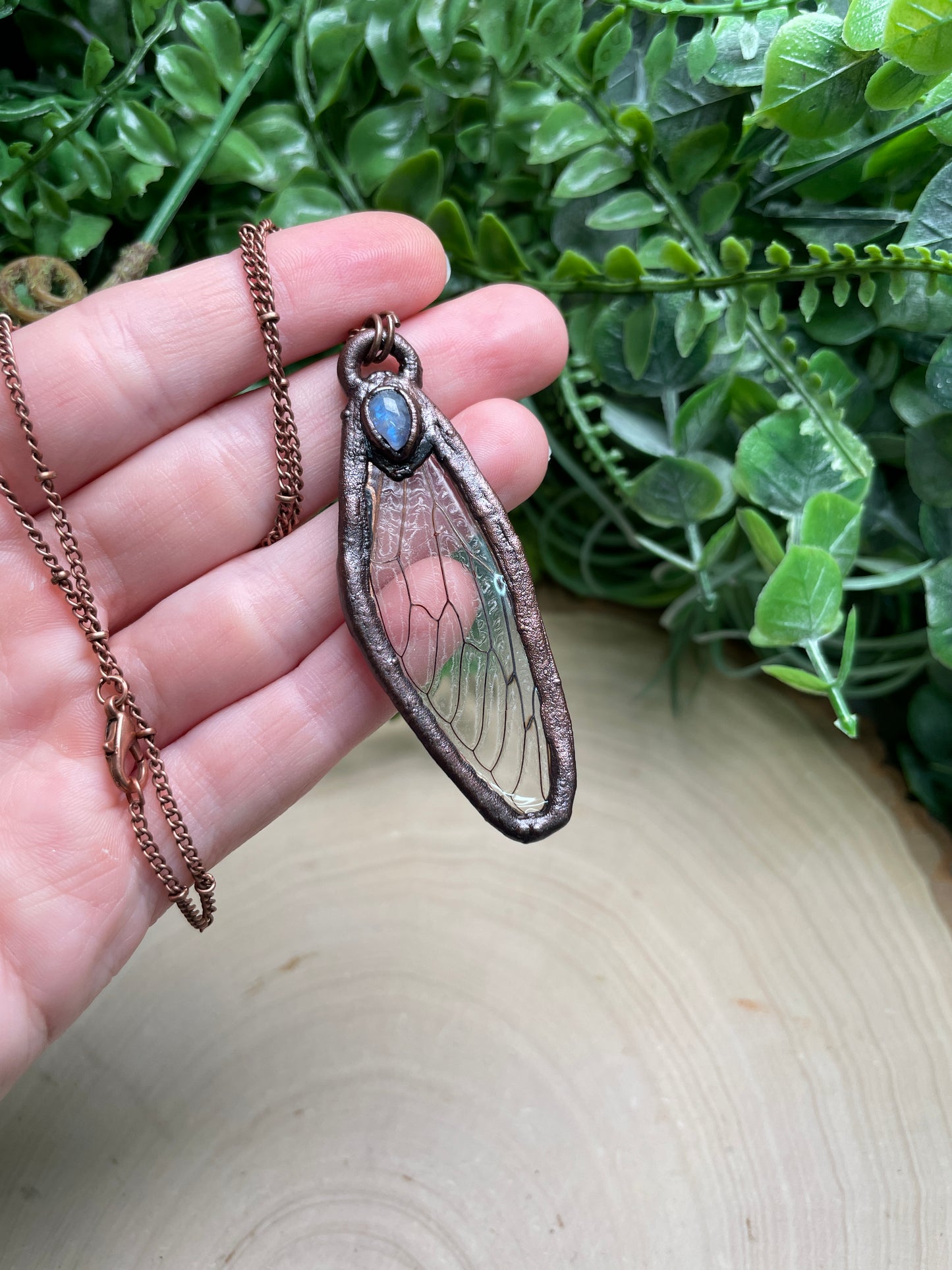 Moonstone Cicada Wing Necklace