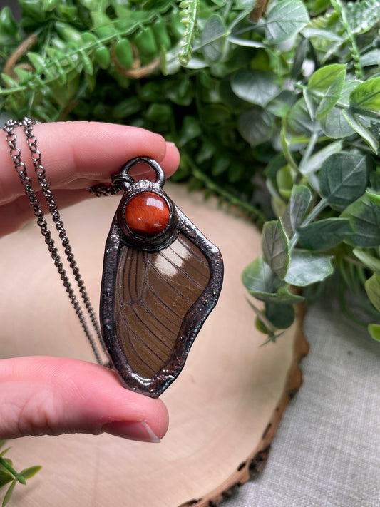 Red Tigers Eye Butterfly Wing Necklace