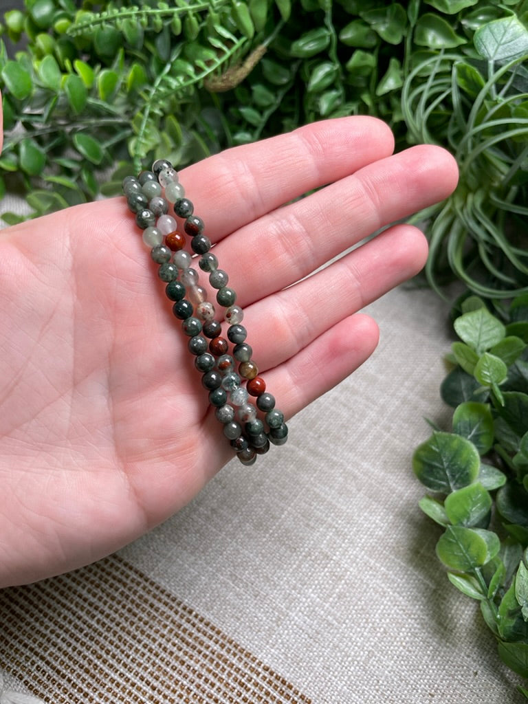 Bloodstone 4mm Beaded Bracelet