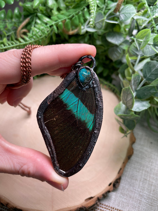 Natural Turquoise Butterfly Wing Necklace