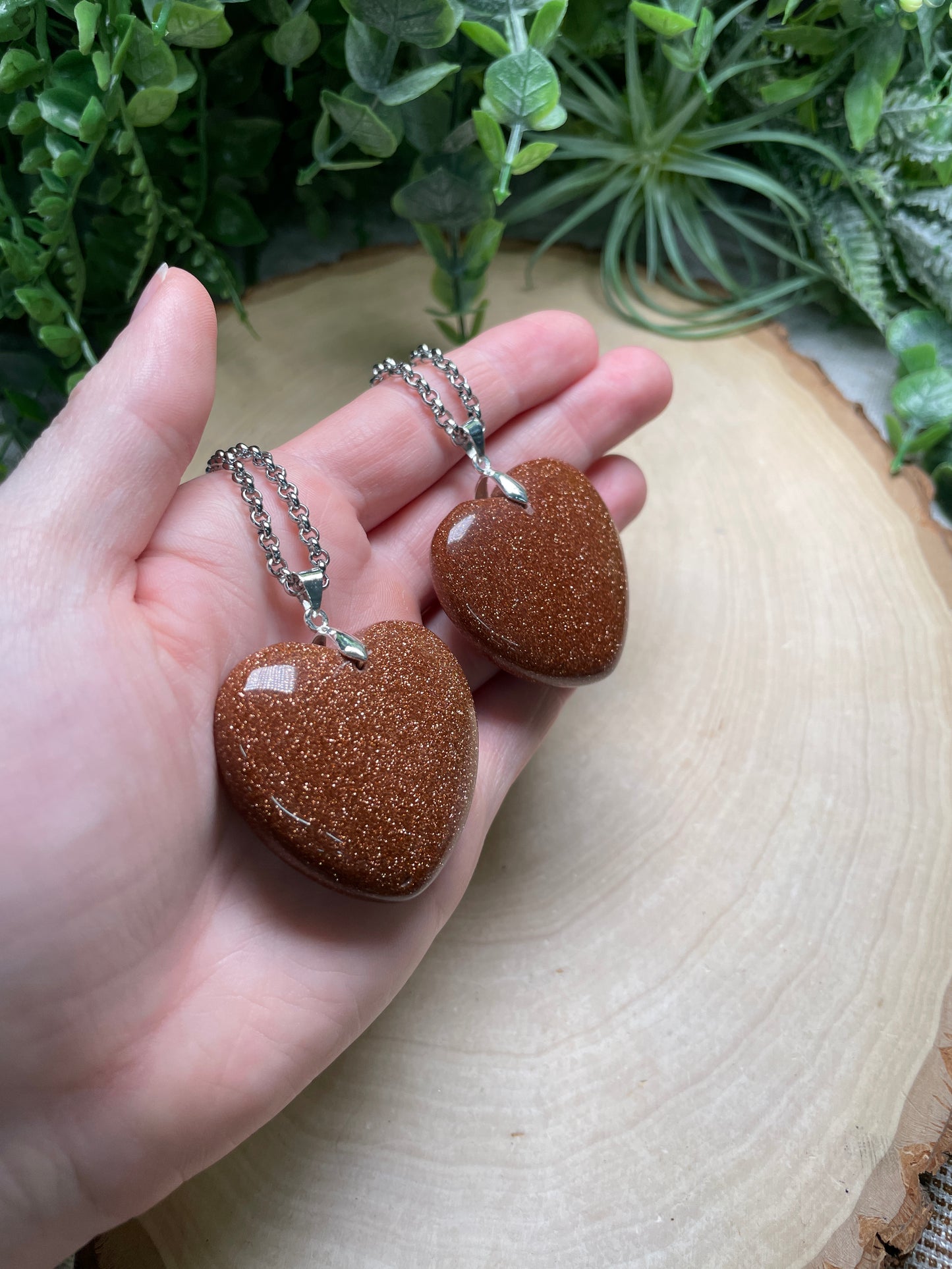 Goldstone Chunky Heart Necklace