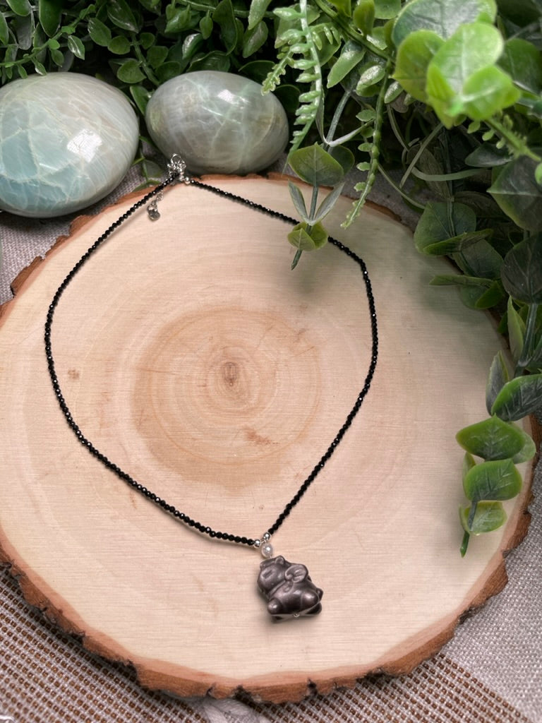 Obsidian Pegasus Choker Necklace