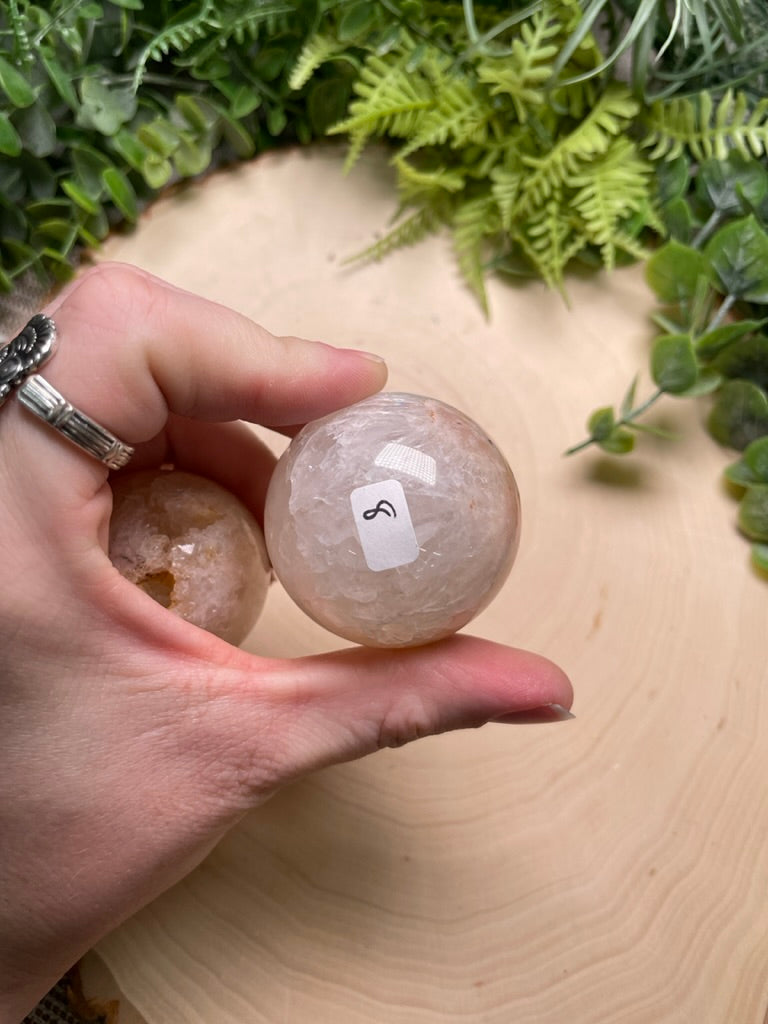 Quartz Mixture Sphere with Agate and/ or Flower Agate Inclusions