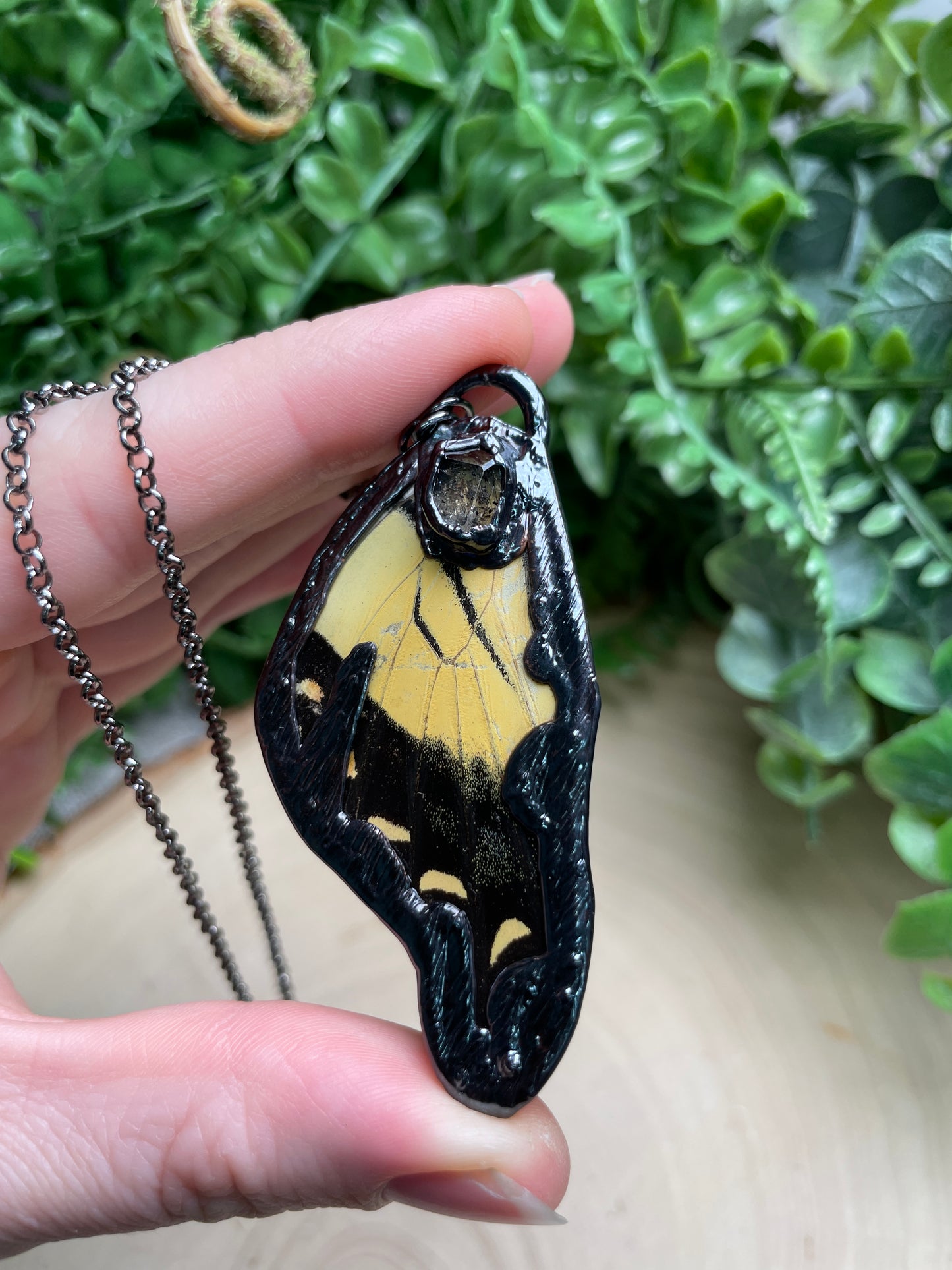 Herkimer Diamond Butterfly Wing Necklace