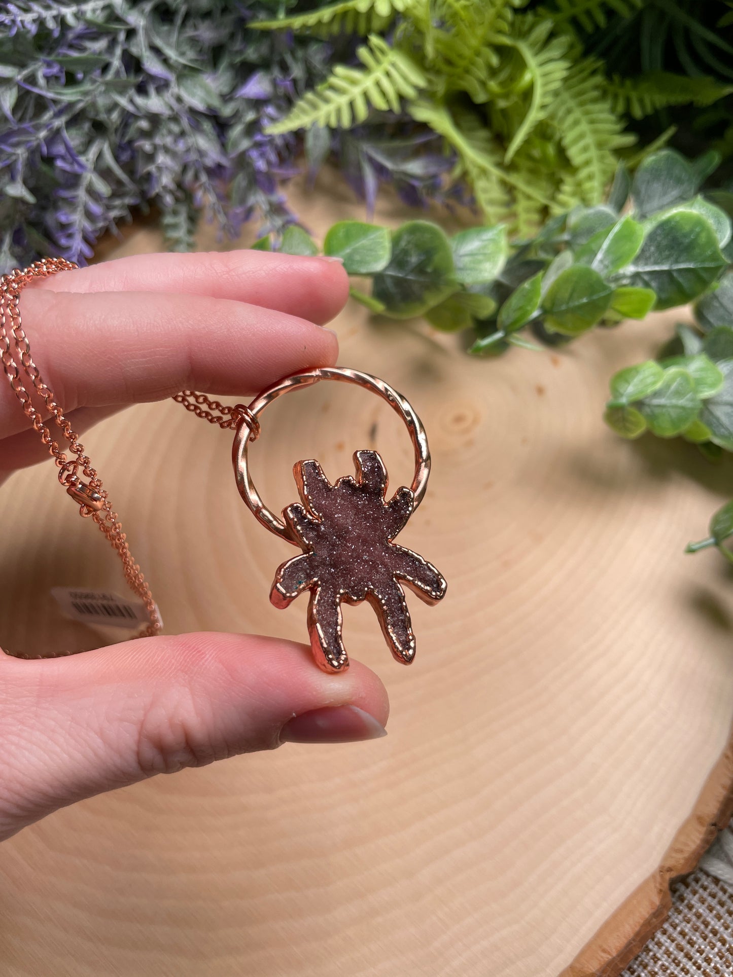 Druzy Amethyst Spider Necklace