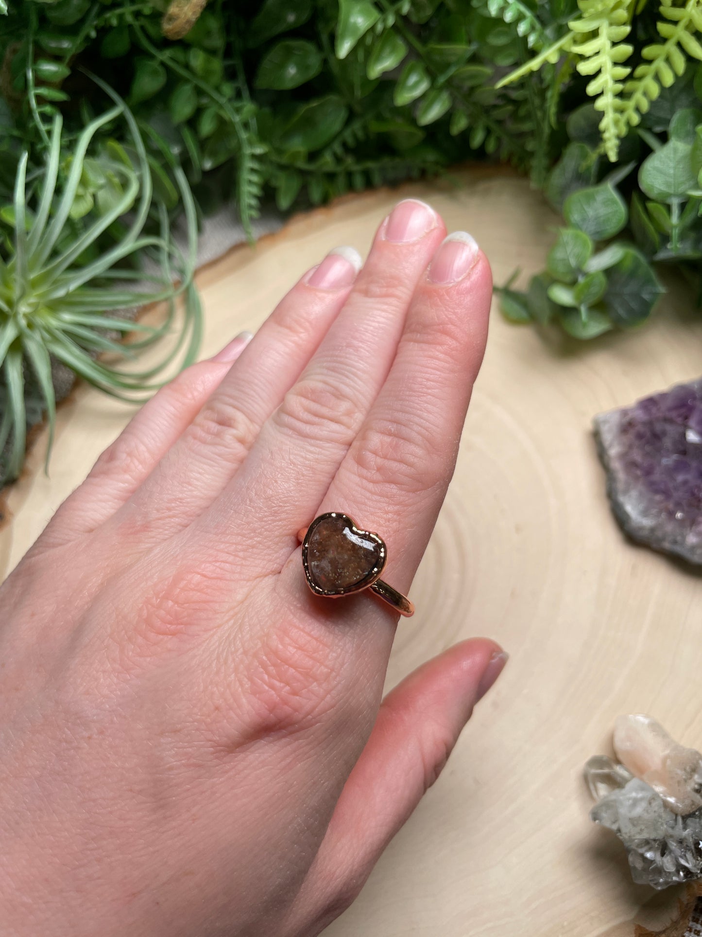 Sunstone Heart Ring Size 10