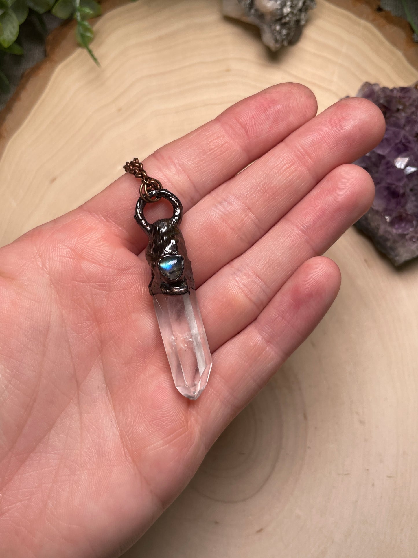 Labradorite and Clear Quartz Necklace