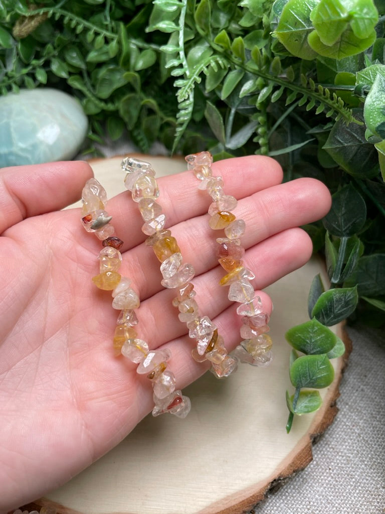 Golden Healer and Fire Quartz Chip Bracelet