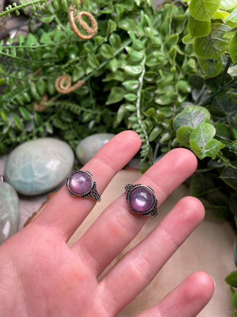 Gem Lepidolite Adjustable Ring