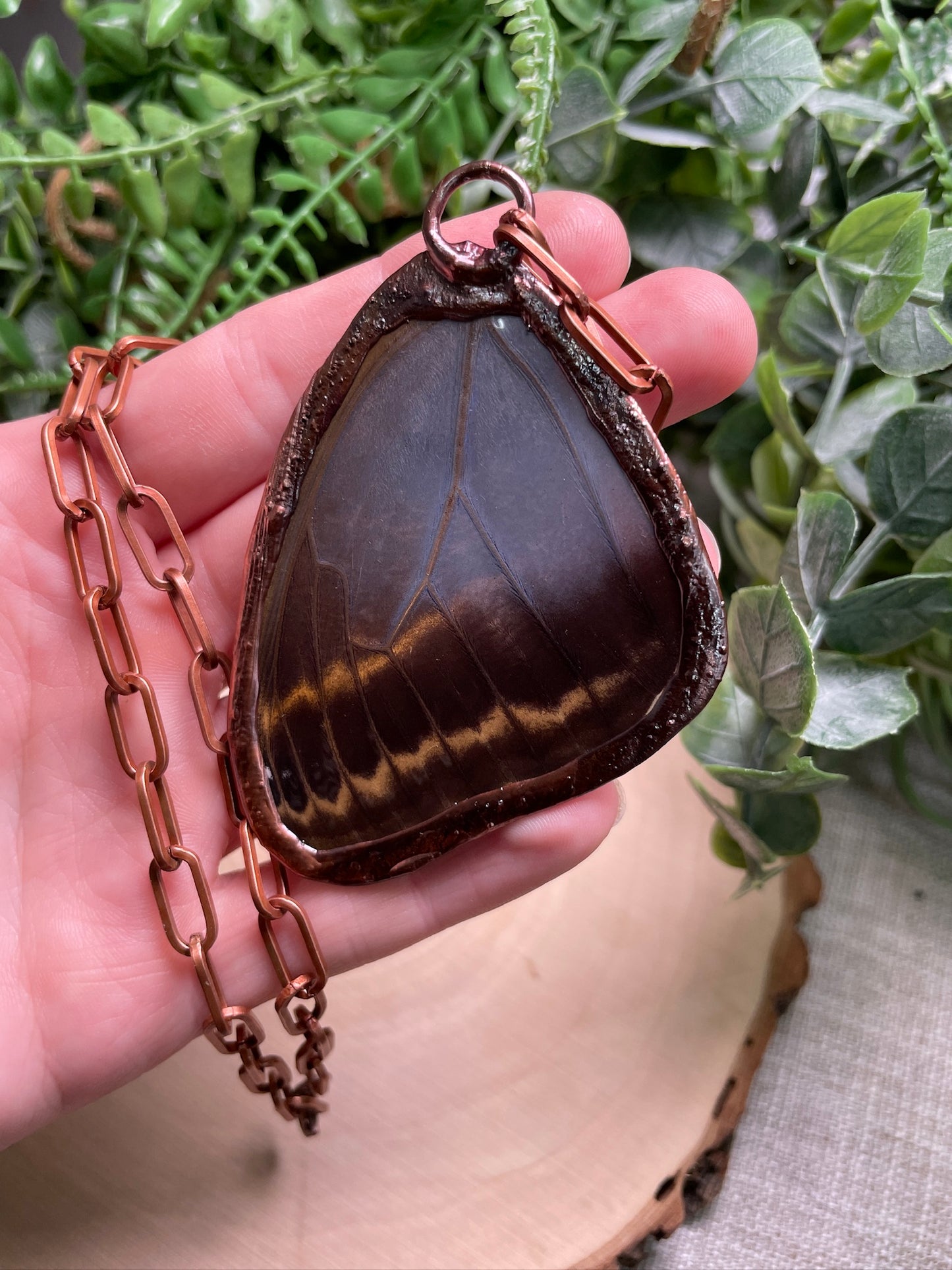 Tigers Eye Moth Wing Necklace