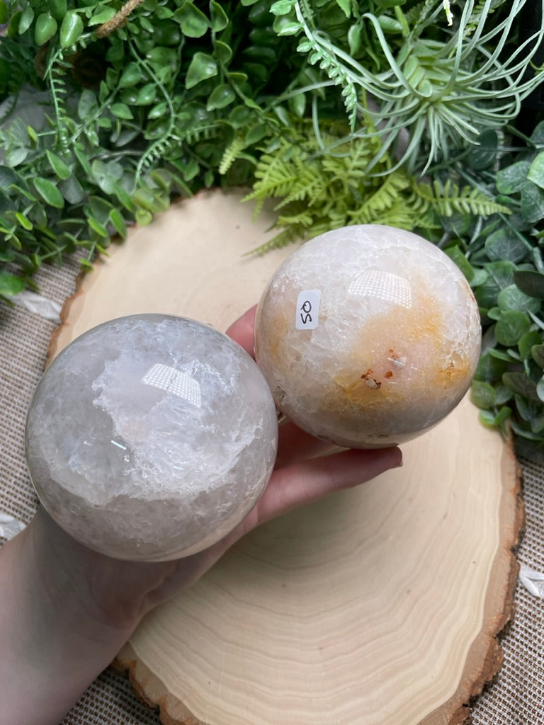 Quartz and Flower Agate Sphere