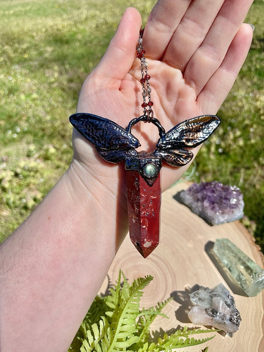 Cleo- Labradorite, Ocean Jasper, and Real Ethically Sourced Cicada Wings Necklace