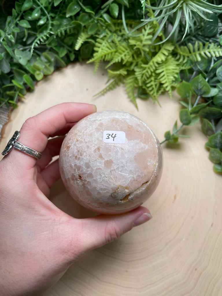 Quartz Mixture Sphere with Agate and/ or Flower Agate Inclusions