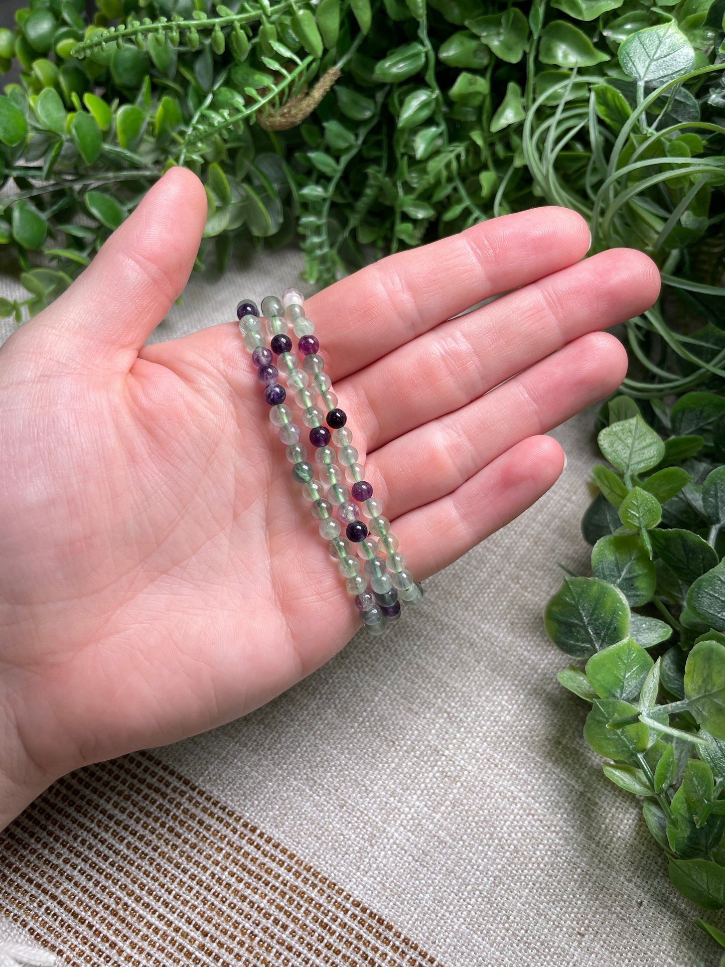 Fluorite 4mm Beaded Bracelet