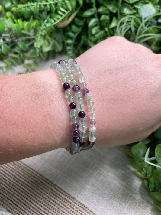 Fluorite 4mm Beaded Bracelet