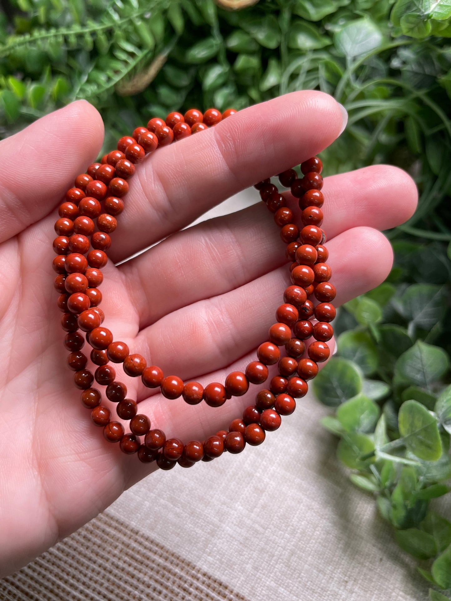 Red Jasper 4mm Beaded Bracelet