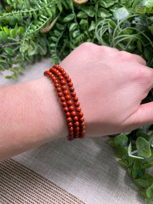 Red Jasper 4mm Beaded Bracelet