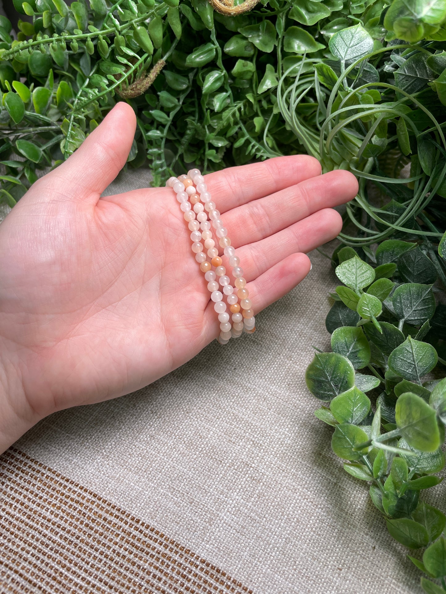 Flower Agate 4mm Beaded Bracelet